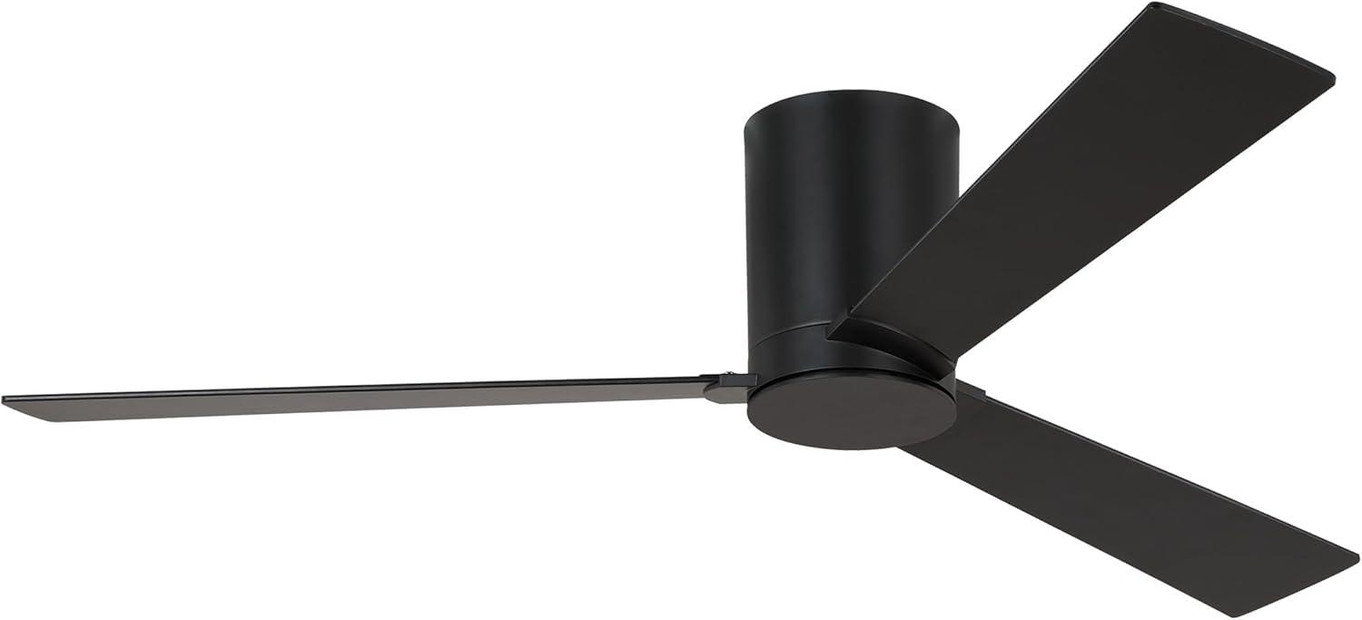 Monte Carlo 3RZHR52MBK Rozzen Hugger 52" Black Ceiling Fan with Remote Control, Reversible DC Motor, Damp Rated, 3 Reversible Blades (Midnight Black and American Walnut)
