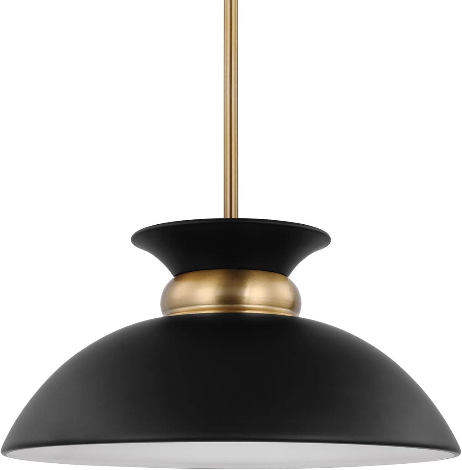 Nuvo Lighting 60/7460 Perkins 15" Wide Pendant - Matte Black / Burnished Brass