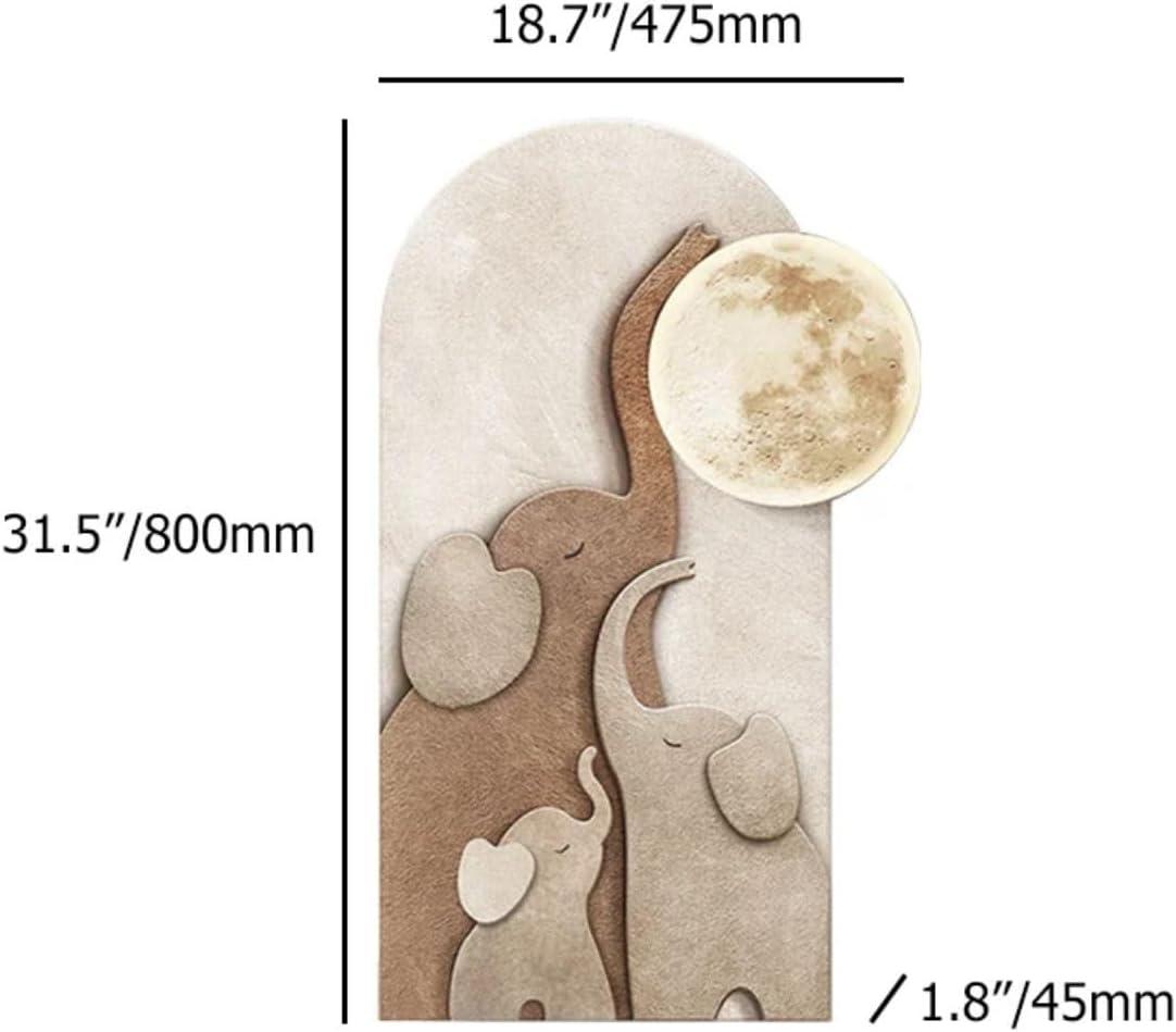 Homary 31.5" Arched LED 3D Acrylic Elephant Moon Wall Sculpture Art Decor Living Room Bedroom