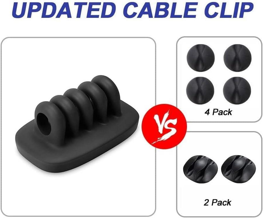 Cable Clip Holder Weighted Desktop Cord Management Fixture (Black)