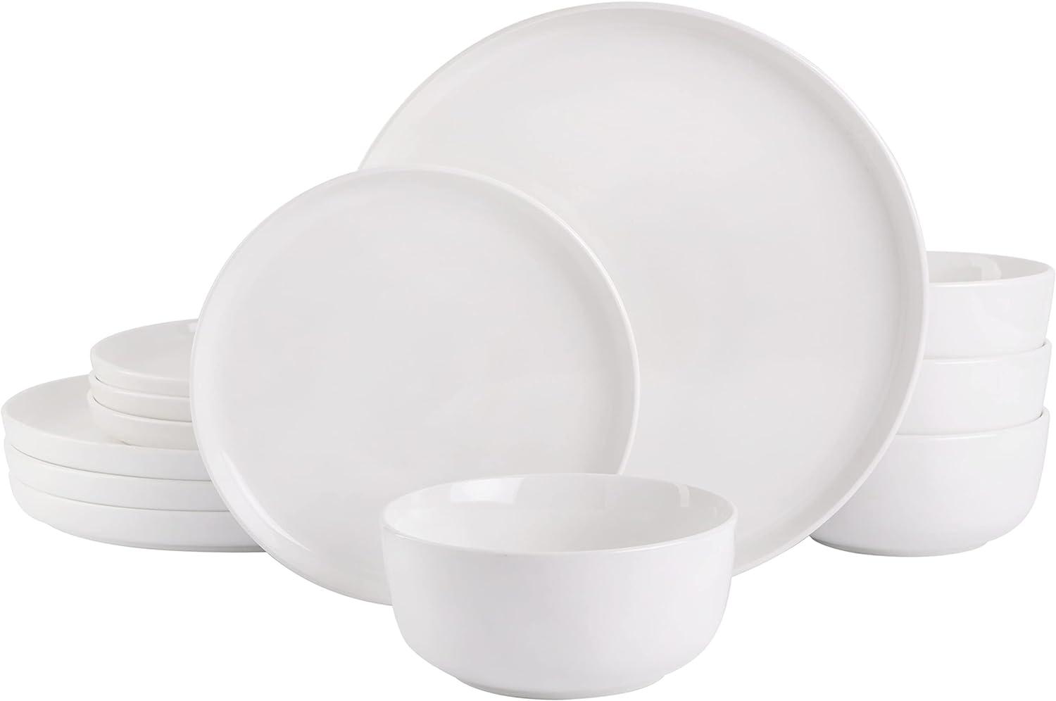 Oslo White Porcelain 12-Piece Dinnerware Set, Service for 4