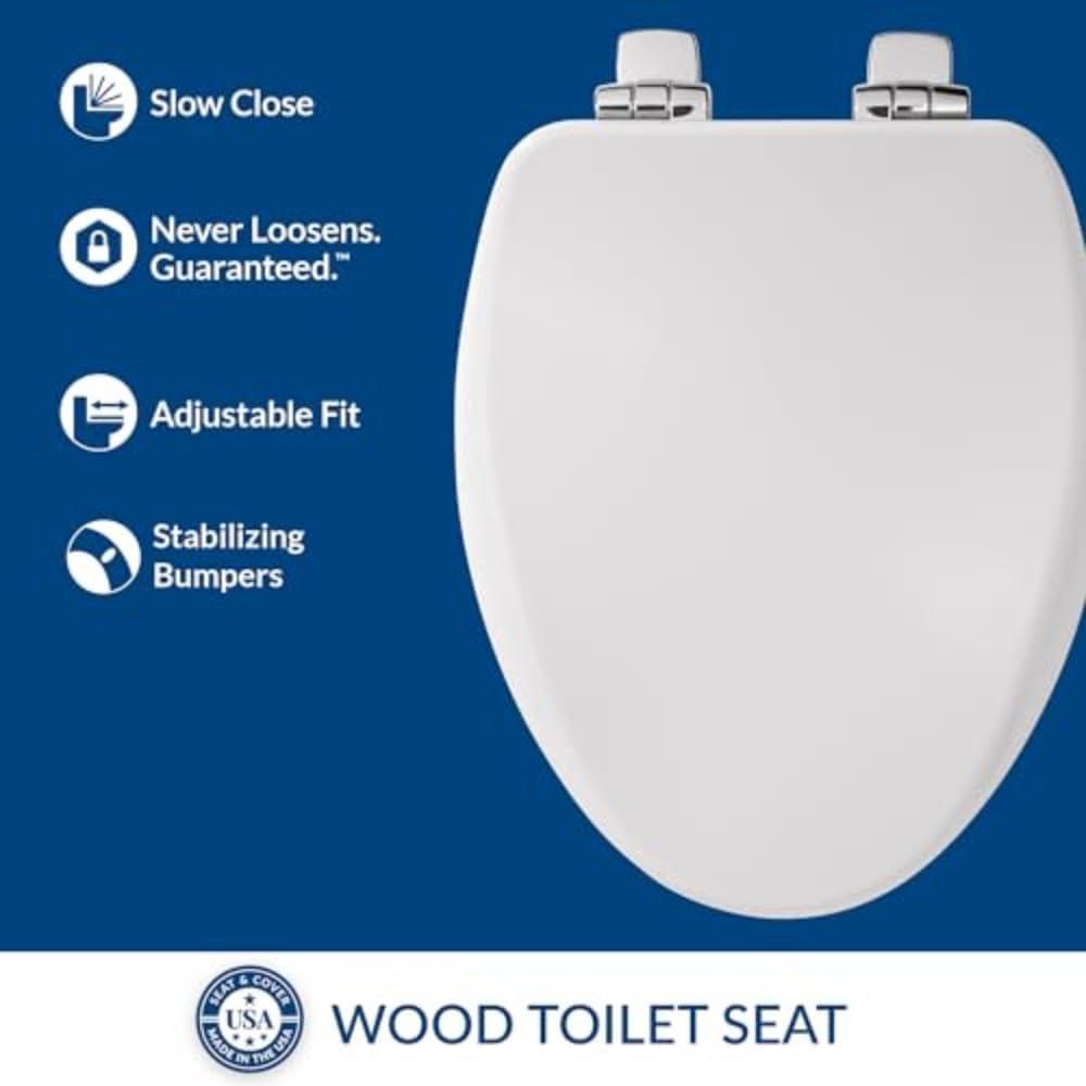 Bemis  Elongated Enameled Wood Toilet Seat, White