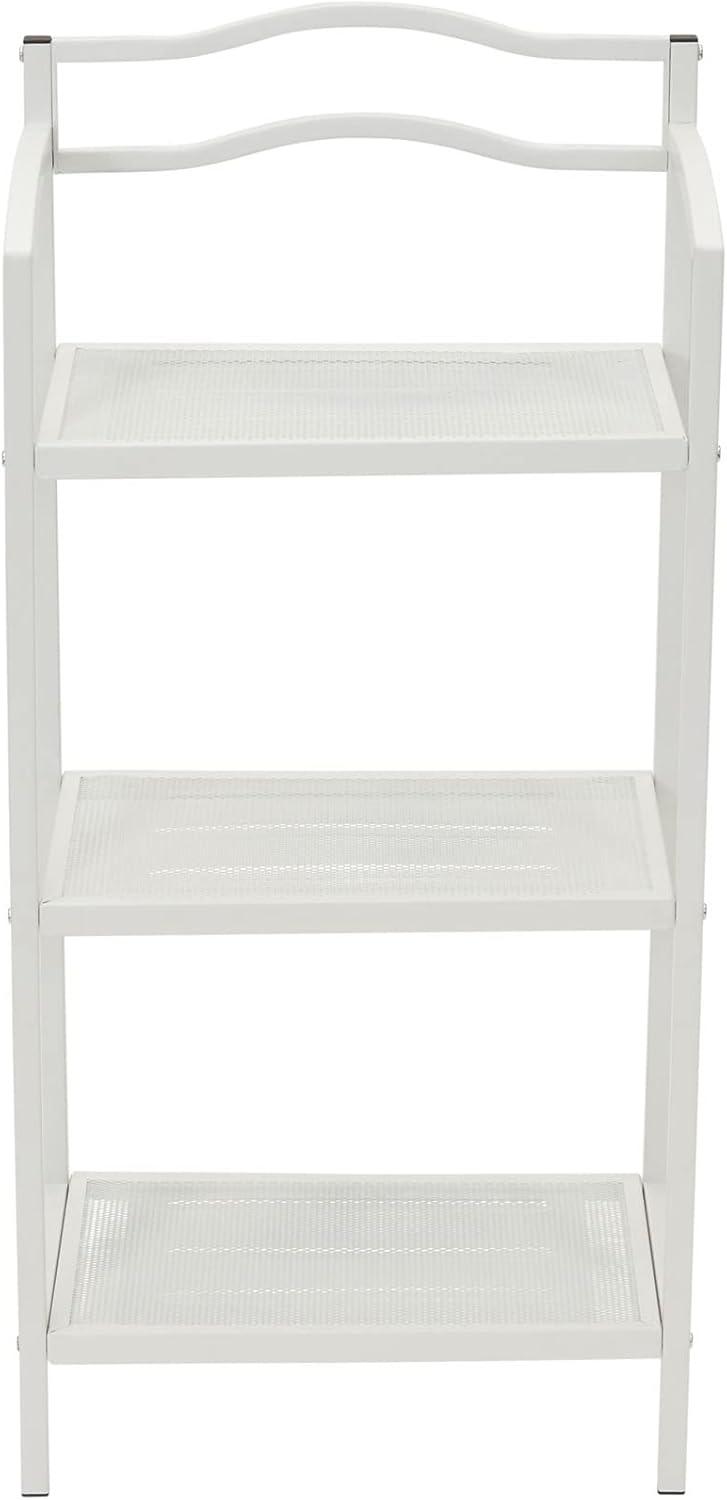 Elegant White 3-Tier Mesh Steel Freestanding Storage Shelf