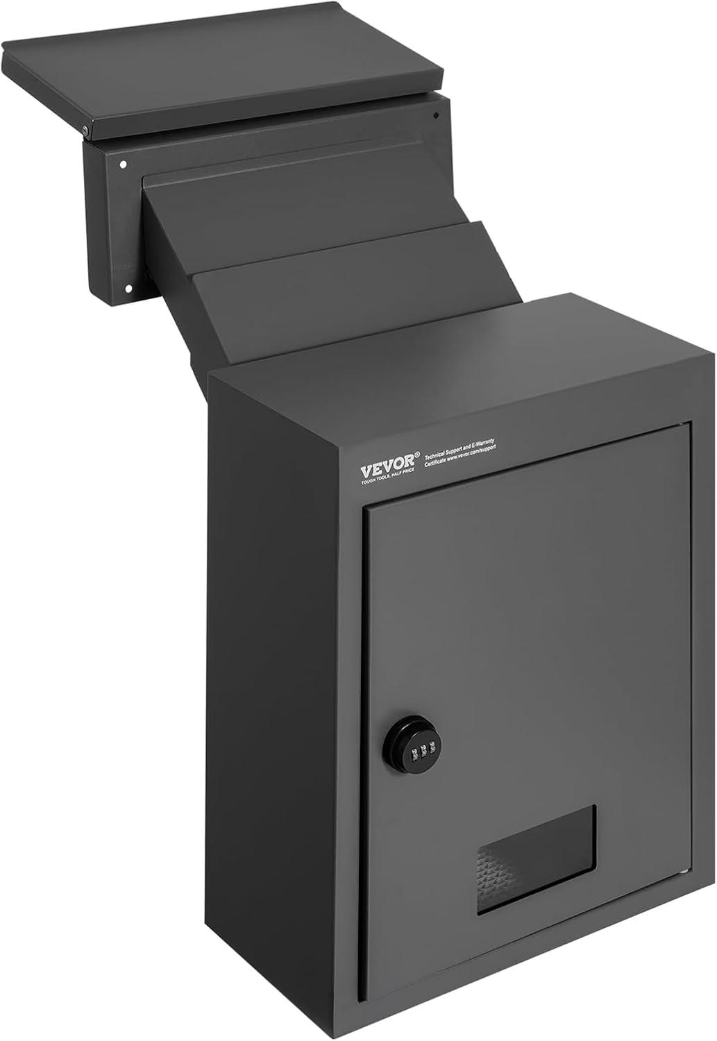 Black Heavy Duty Steel Lockable Through Wall Mailbox