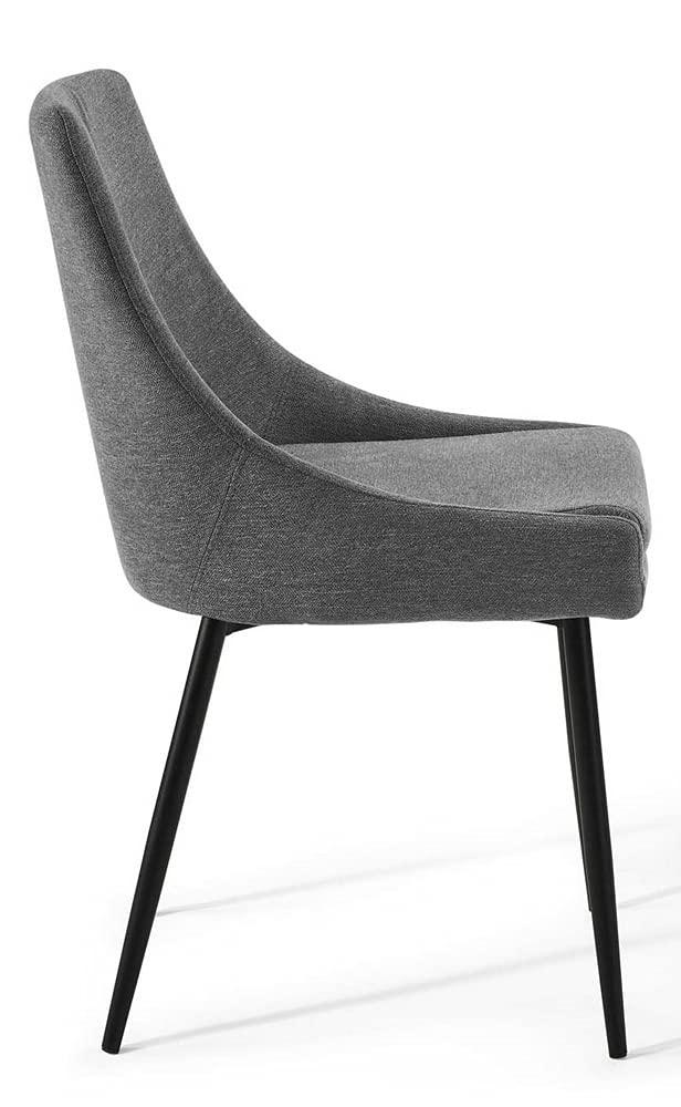Modway Viscount Upholstered Fabric Dining Chairs - Set of 2, Black Charcoal