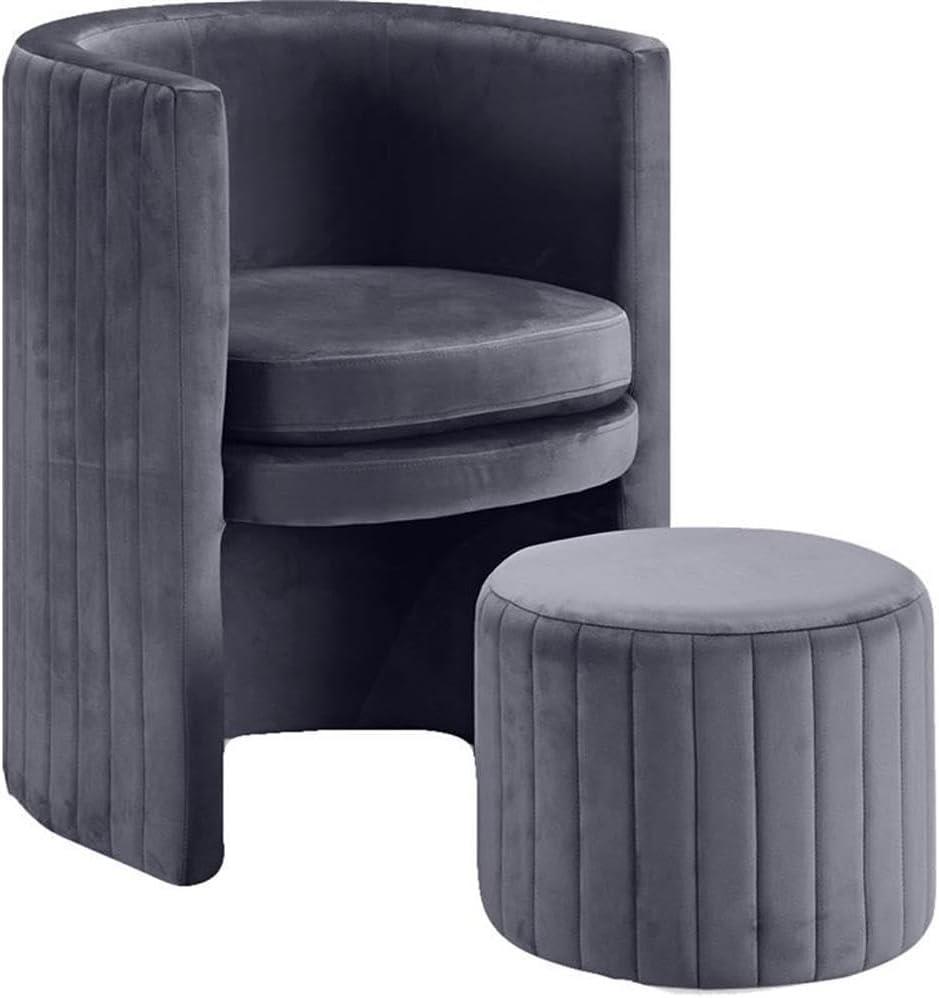 Meridian Furniture Selena Velvet Accent Chair and Ottoman Set in Black