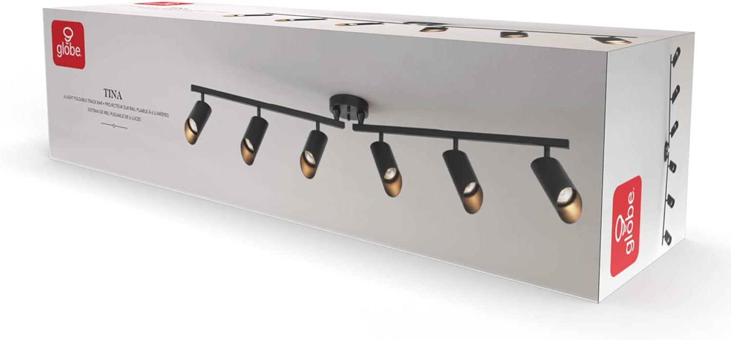 Modern 3.8 ft. Matte Black Foldable Hard Wired Indoor Track Lighting Kit with Adjustable Step Heads