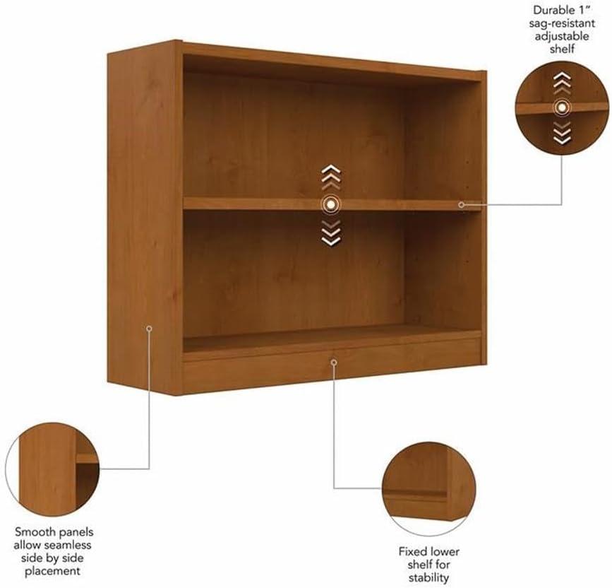 Universal Small 2 Shelf Bookcase in Natural Cherry - Engineered Wood