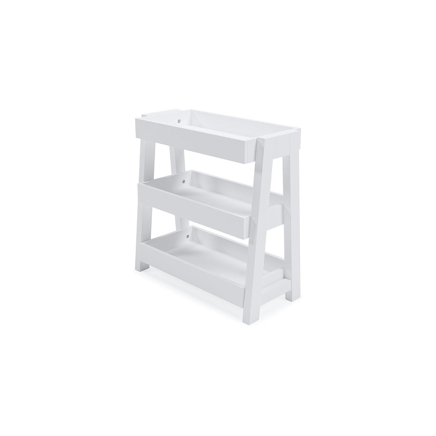 Accent Table with 3 Tier Tray Design Shelves White - Saltoro Sherpi