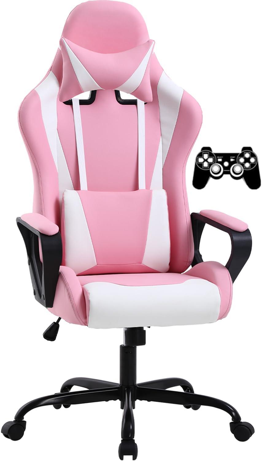FDW Office Chair Gaming Chair Desk Chair Executive Chair with Lumbar Support Adjustable Stool Swivel Rolling Computer Chair,Pink