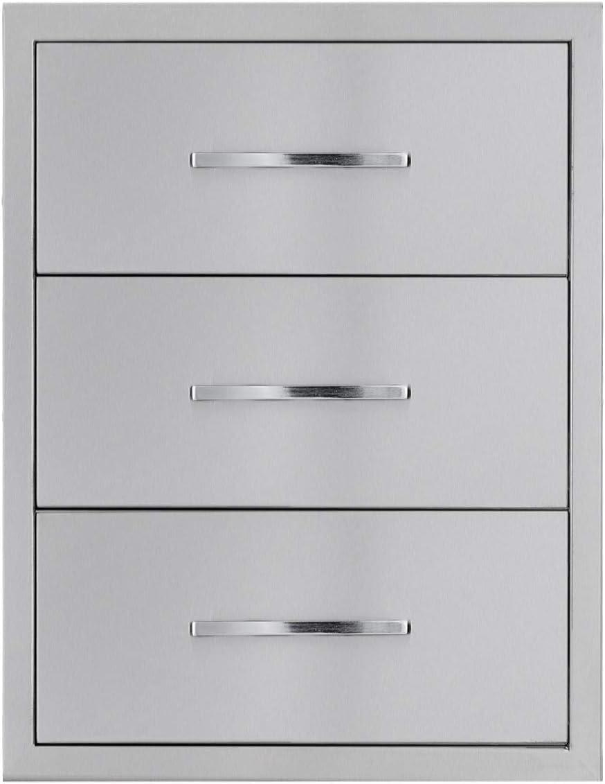 17W30H21D Inch Outdoor Kitchen Drawers Stainless Steel Double Drawer w/Paper Towel Holder Combo Works with Your Grilling or Prep Zones for Outdoor BBQ Island