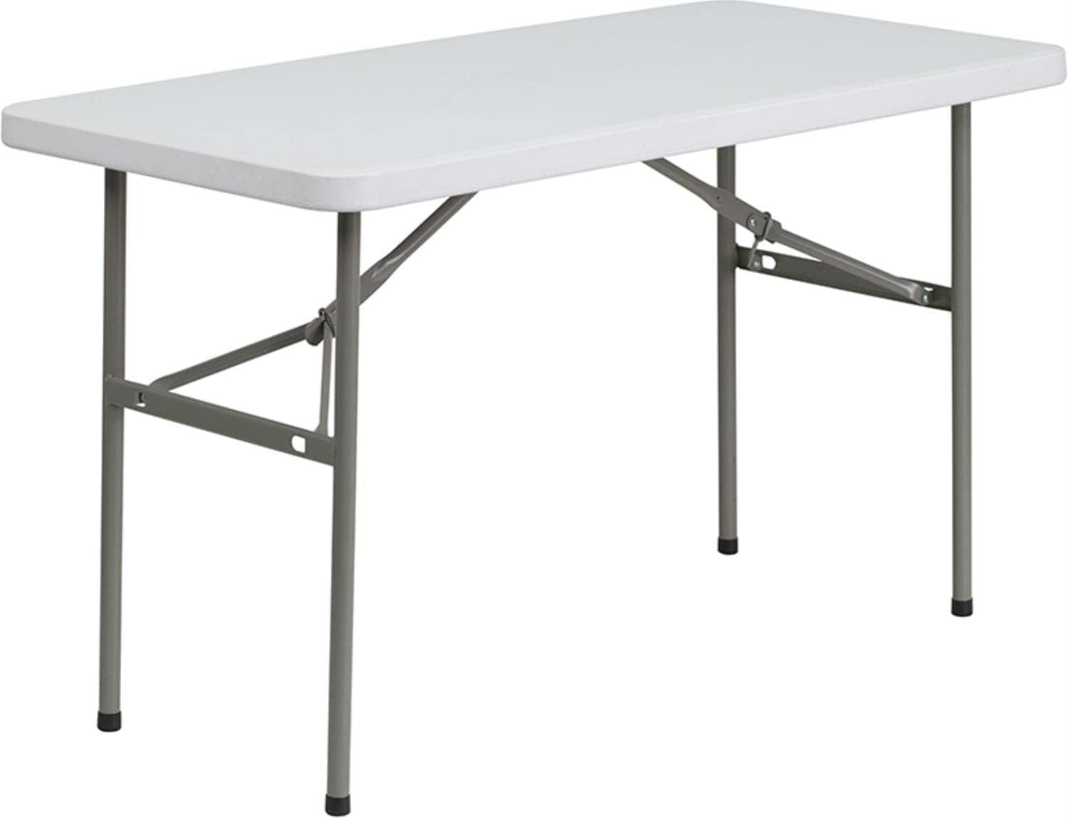 Granite White 4-Foot Rectangular Plastic Folding Table