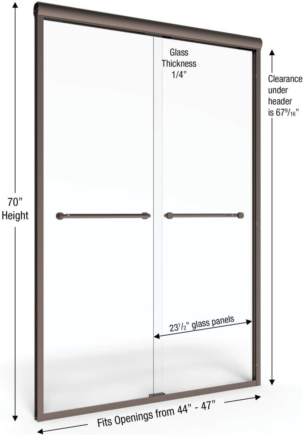 Infinity 43" W x 47'' W x 70" H Semi-Frameless Shower Door