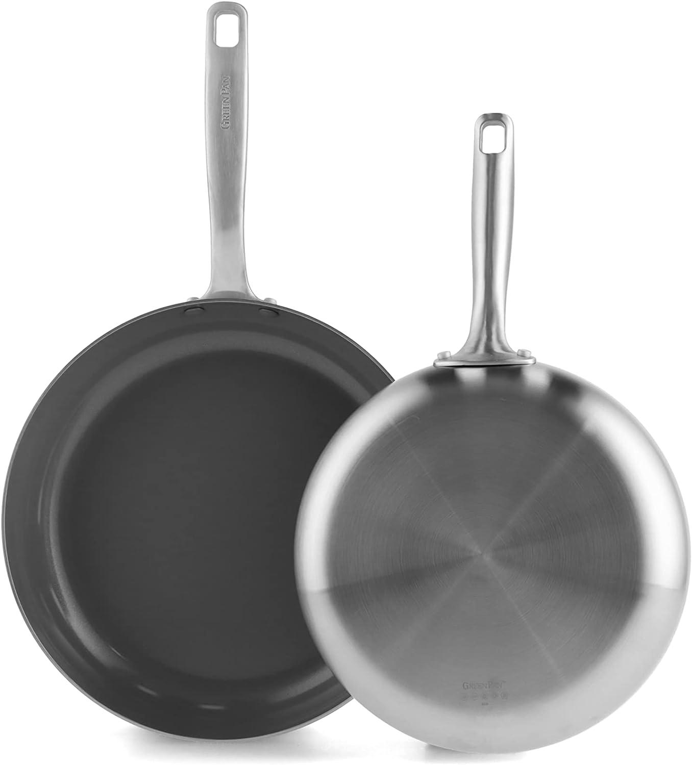 GreenPan Chatham Healthy Ceramic Nonstick Stainless Steel 2 Piece Frying Pan Set