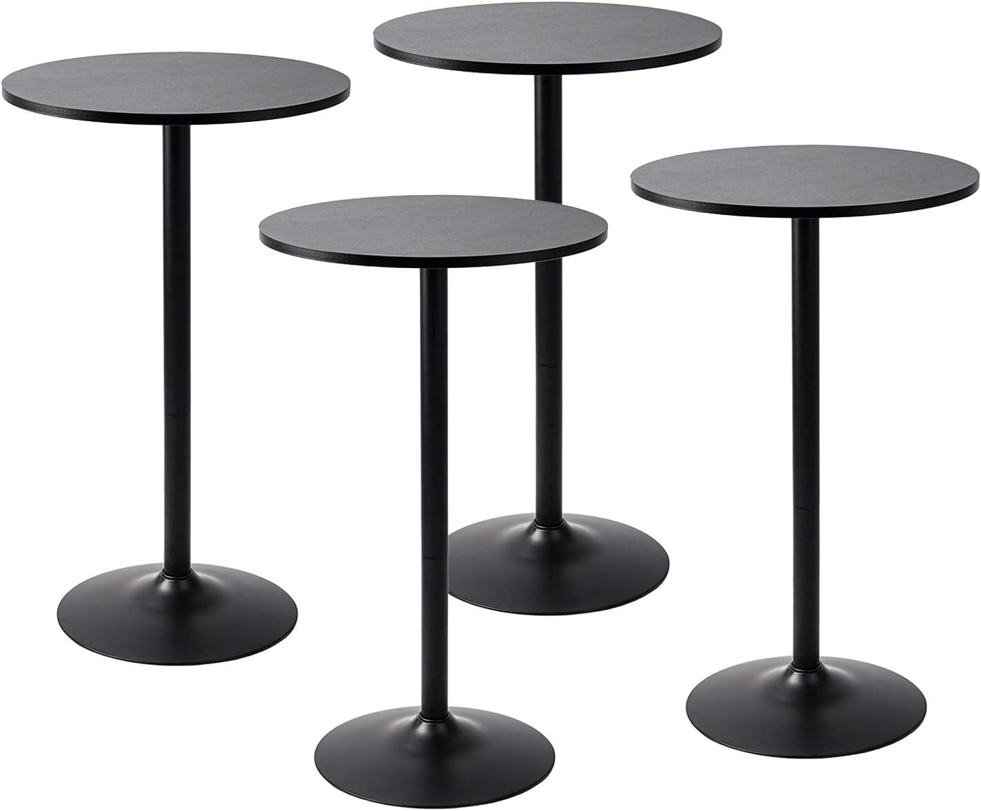 Black Round MDF and Metal Bar Height Pub Table Set