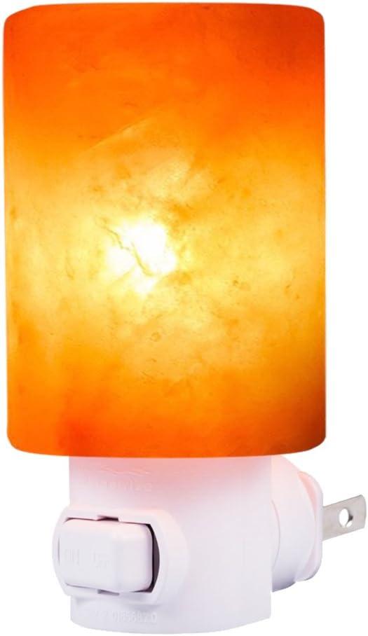 Betus Natural Crystal Himalayan Salt Wall Lamp - Air Purifying Night Light - 360° Rotatable Plug 7W Bulb - Cylindrical