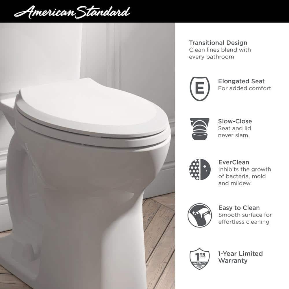 White Antimicrobial Slow-Close Elongated Toilet Seat