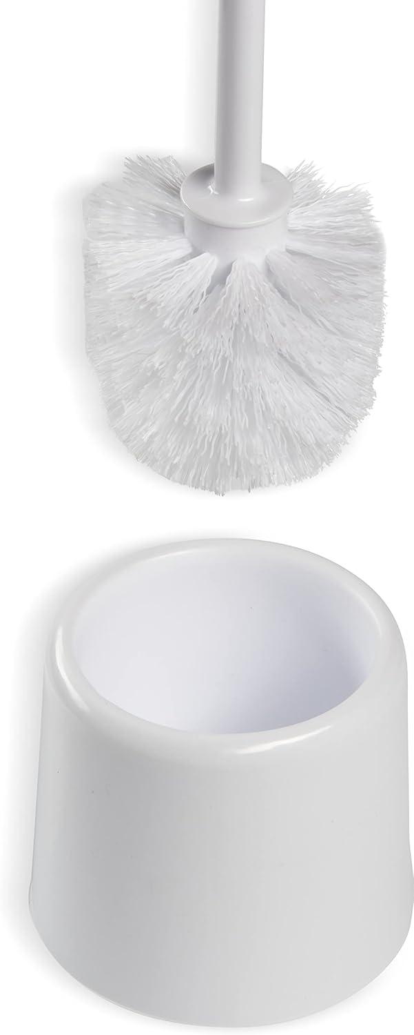 White Polypropylene Toilet Brush with Holder, 14.5" Height