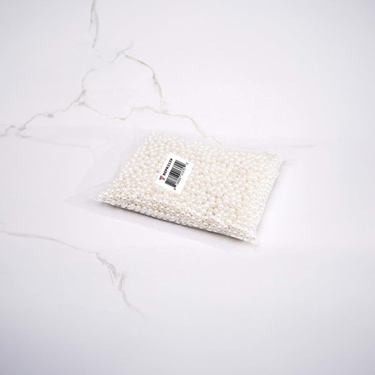 WGV Small Ivory Plastic Pearl Beads in 1 LB Bag, 0.4"(10 mm), Approx 720 Pearls, No Holes, Vase Filler, Loose Table Scatter, Art Crafts