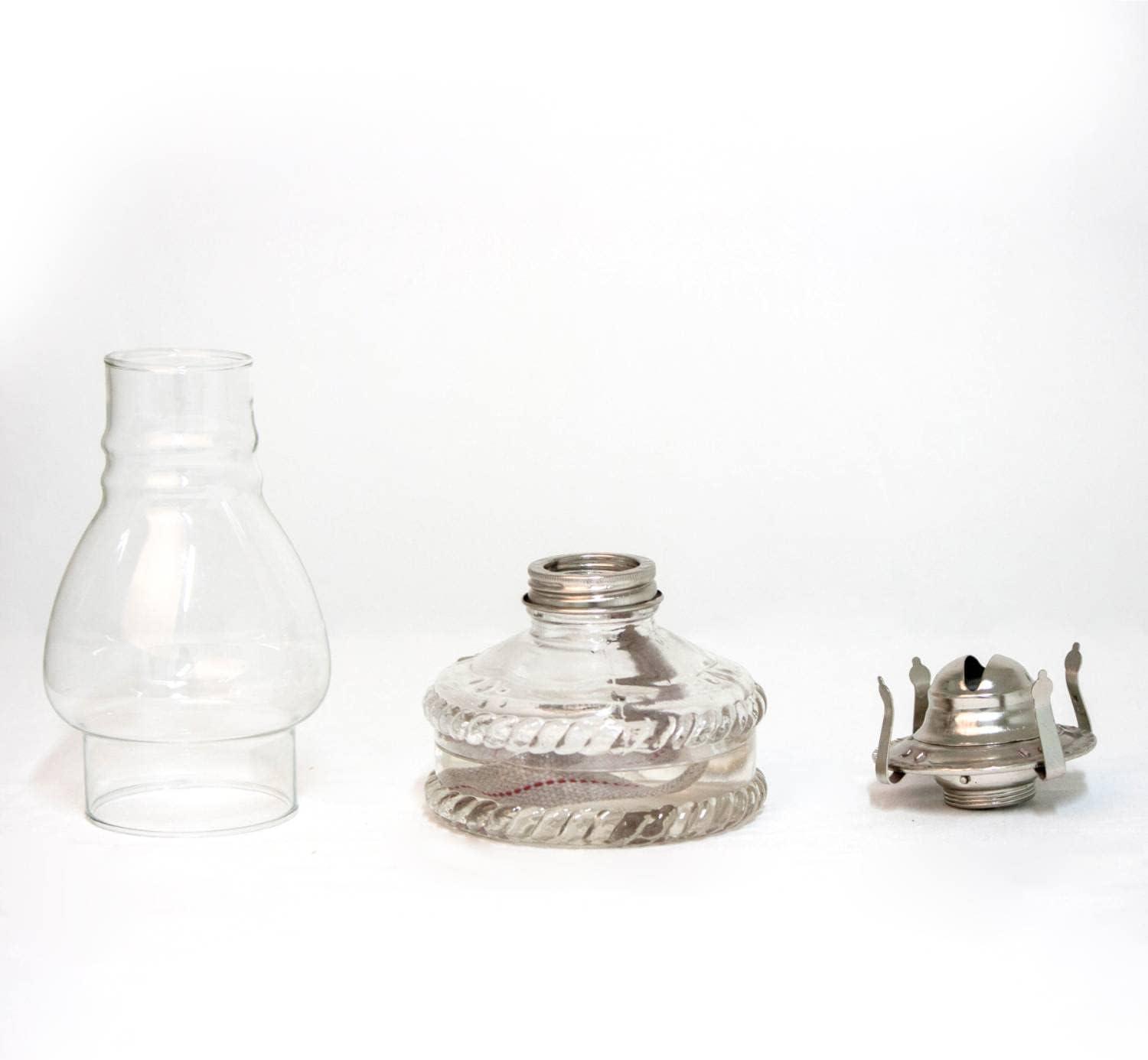 Lehman's Clear Glass Oil Lamp, with #2 Burner and 7/8 inch Wick for Accent Lighting or Centerpiece Table Decor