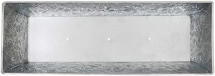 Rectangular Embossed Floral Pattern Planter Box - ACHLA Designs: Galvanized Steel, Drain Holes, Wall-Mountable