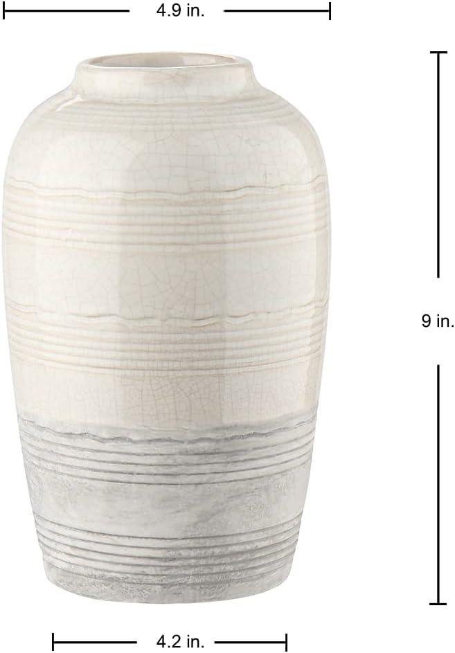 Two-Tone White and Gray Ceramic Jug Vase