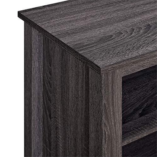 we furniture 70" wood media tv stand console with fireplace - charcoal