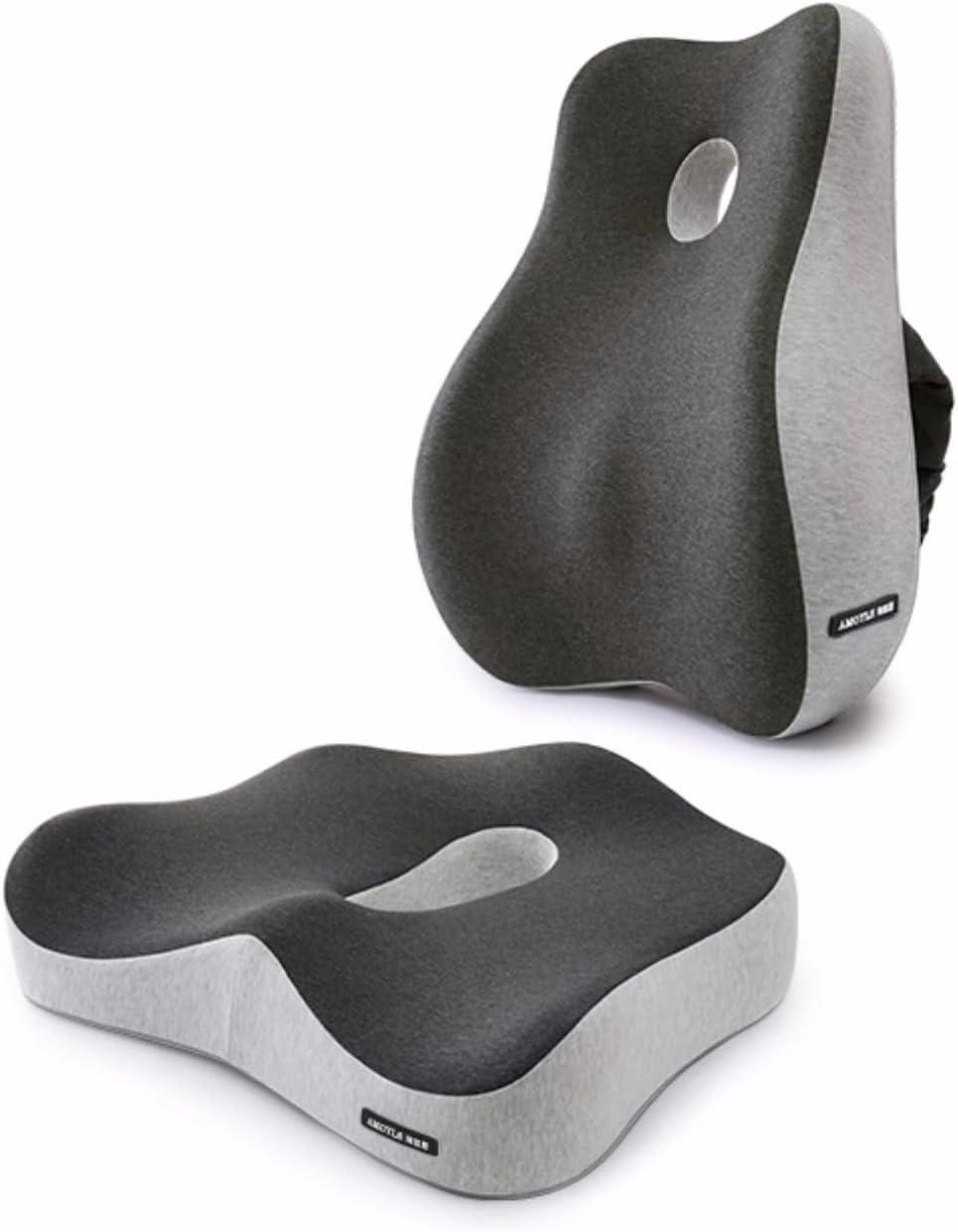 Gray and Black Memory Foam Ergonomic Seat Cushion