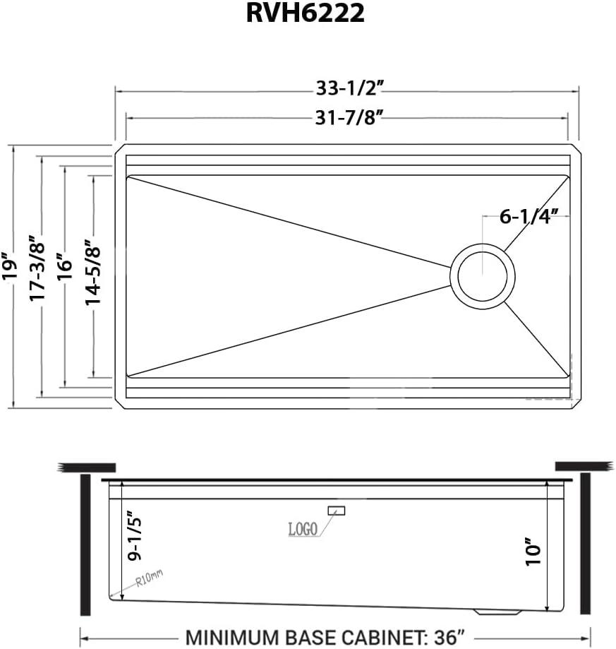 Ruvati Ruvati 20 x 14 inch Semi-Recessed Drop-in Topmount Rectangular Bathroom Sink RVH6222BL