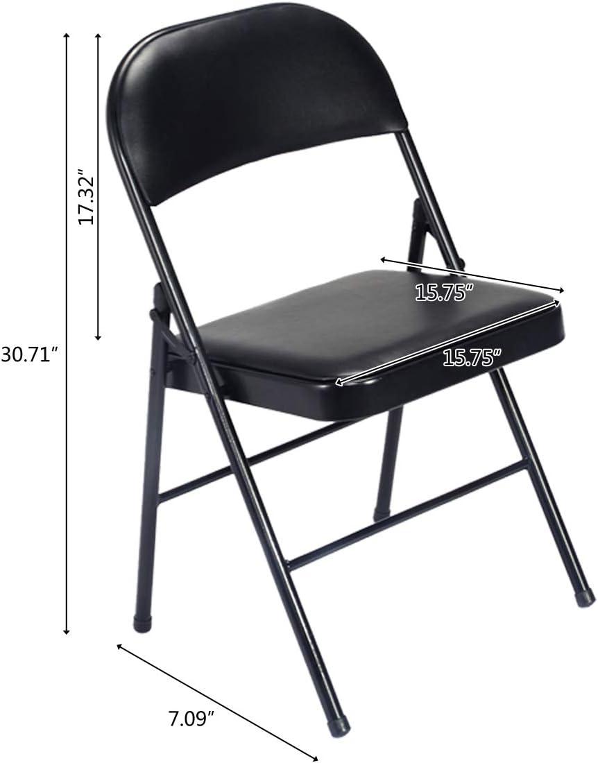 Black Metal Armless Folding Reception Chairs, Set of 4