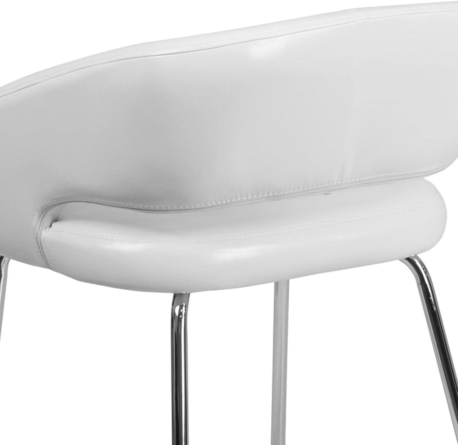 Fusion White LeatherSoft Chrome-Legged Side Reception Chair