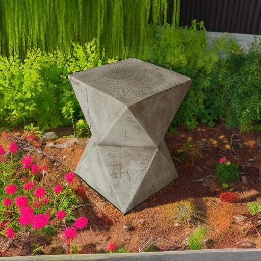 Lux Outdoor Lightweight Concrete Accent Table, Light Gray
