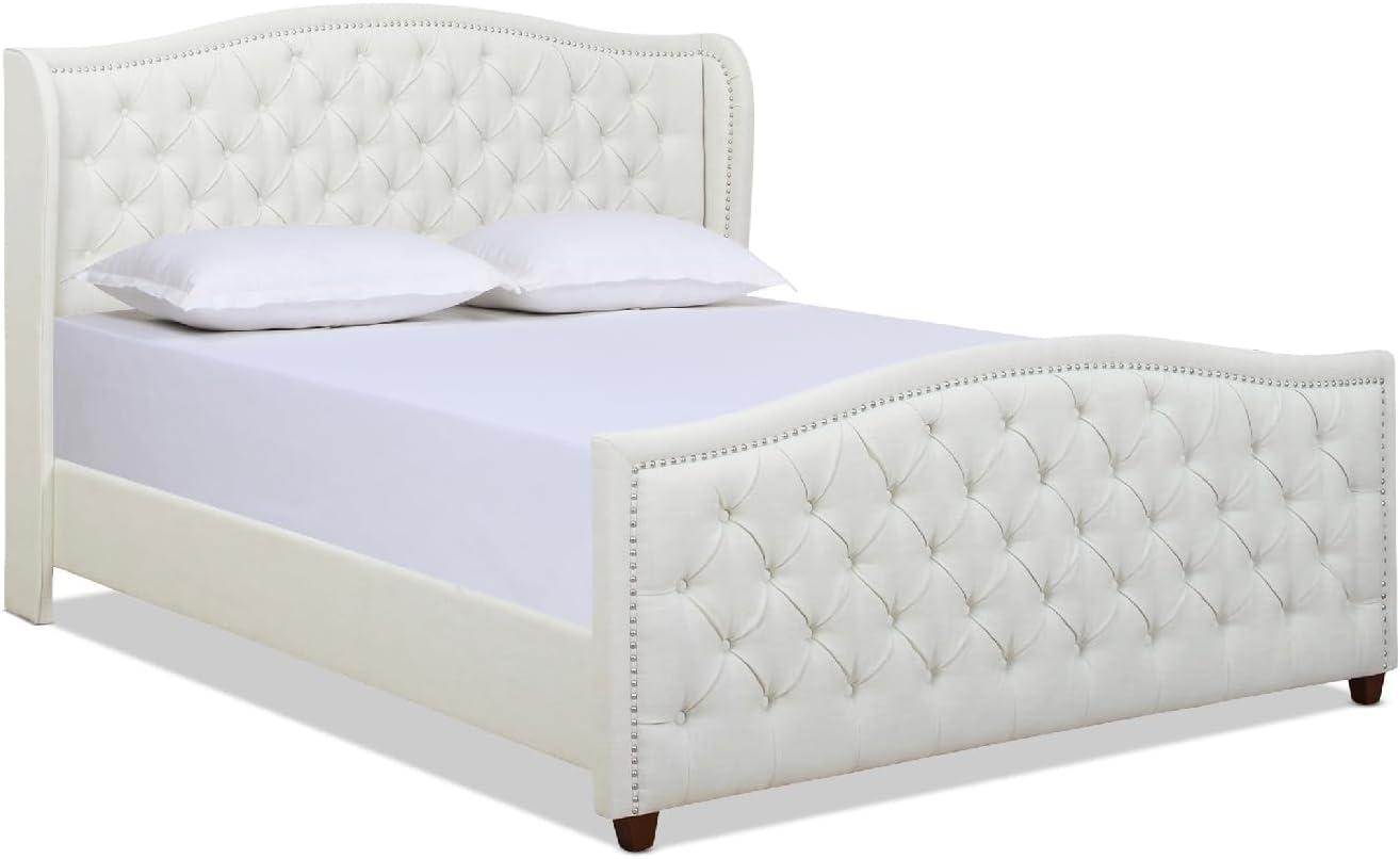 Marcella Tufted Wingback King Bed Antique White