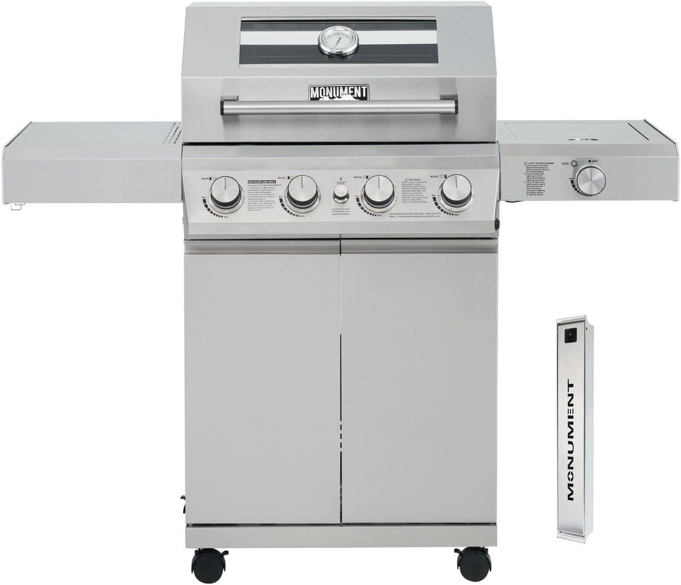 Monument Grills Mesa 400M 4-Burner Liquid Propane 52000 BTU Gas Grill with Side Burner and Cabinet