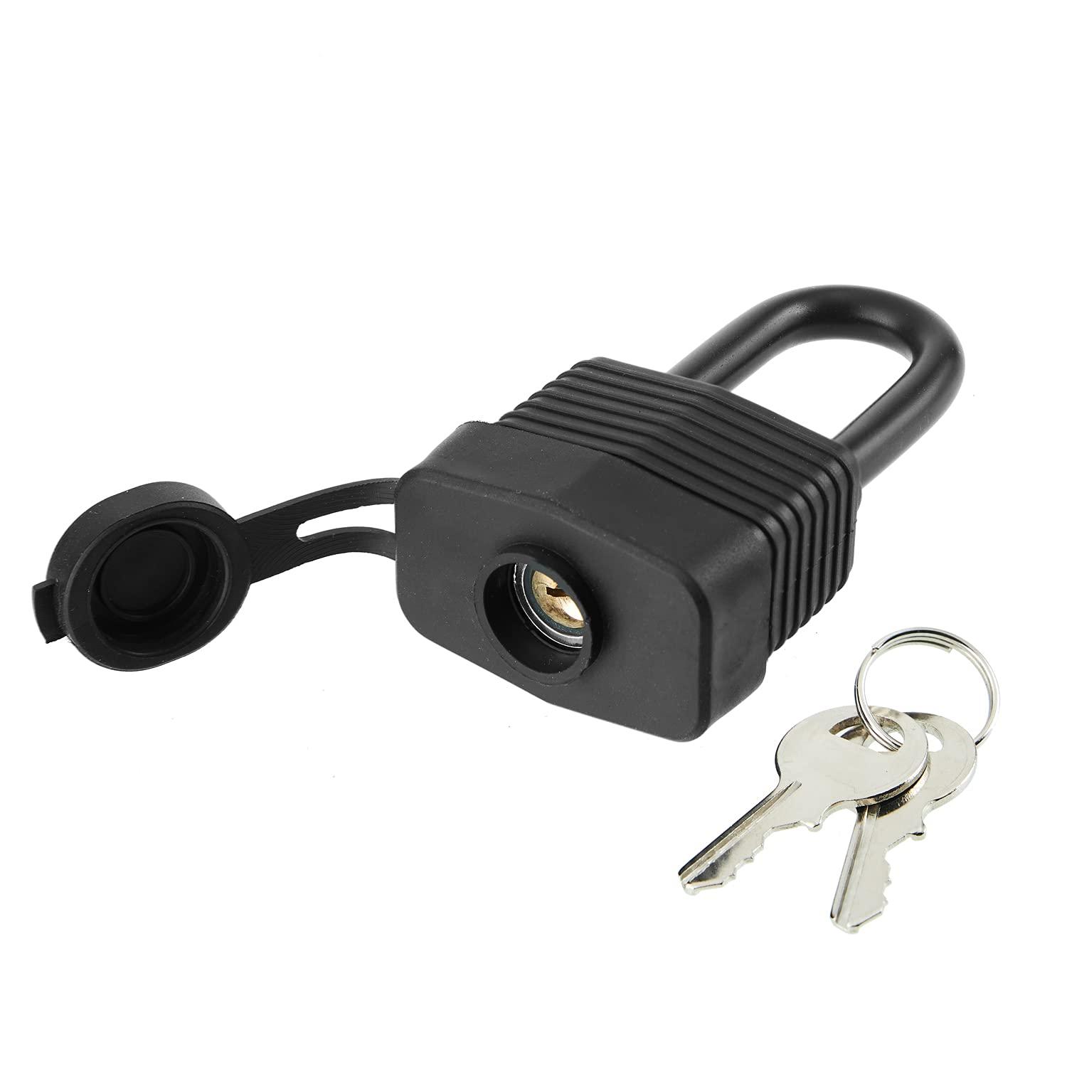 Waterproof Padlocks Keyed Alike for Outdoor use, Covered Heavy Duty Laminated Steel Lock, 1-9/16 Inch. Wide, Long Padlock, Pack of 8