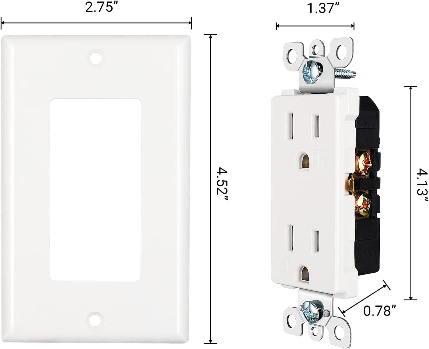 White Tamper Resistant Duplex Outlet with Wall Plate, 15A, 20-Pack