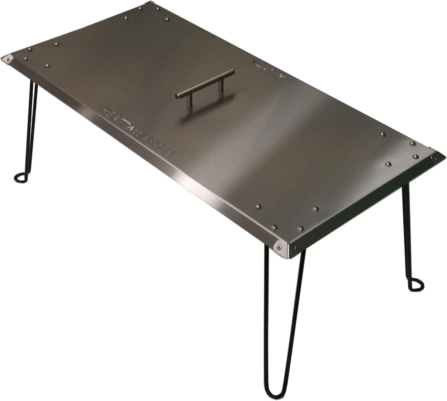 Stainless Steel Rectangle Fire Pit Heat Deflector with Foldable Legs