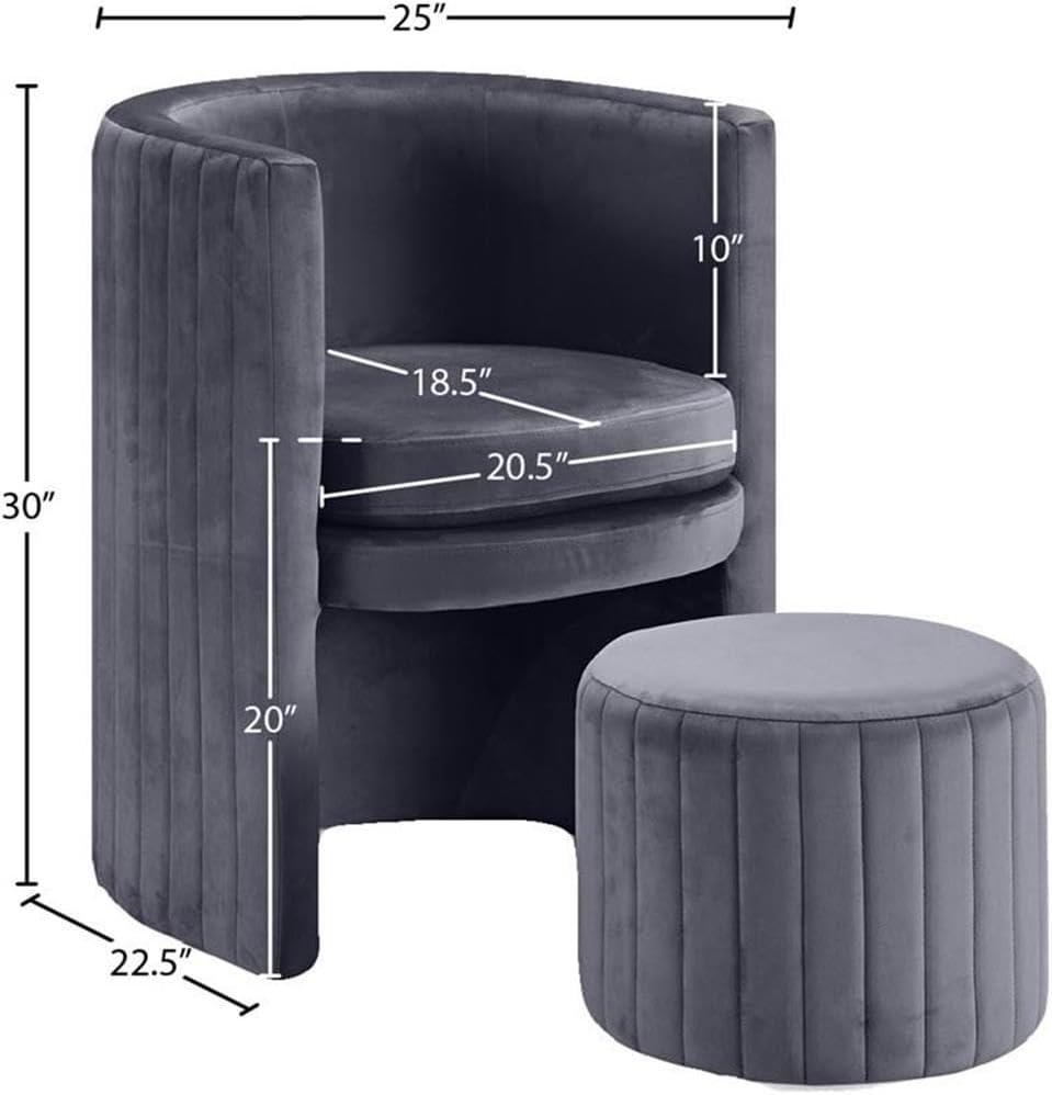 Meridian Furniture Selena Velvet Accent Chair and Ottoman Set in Black