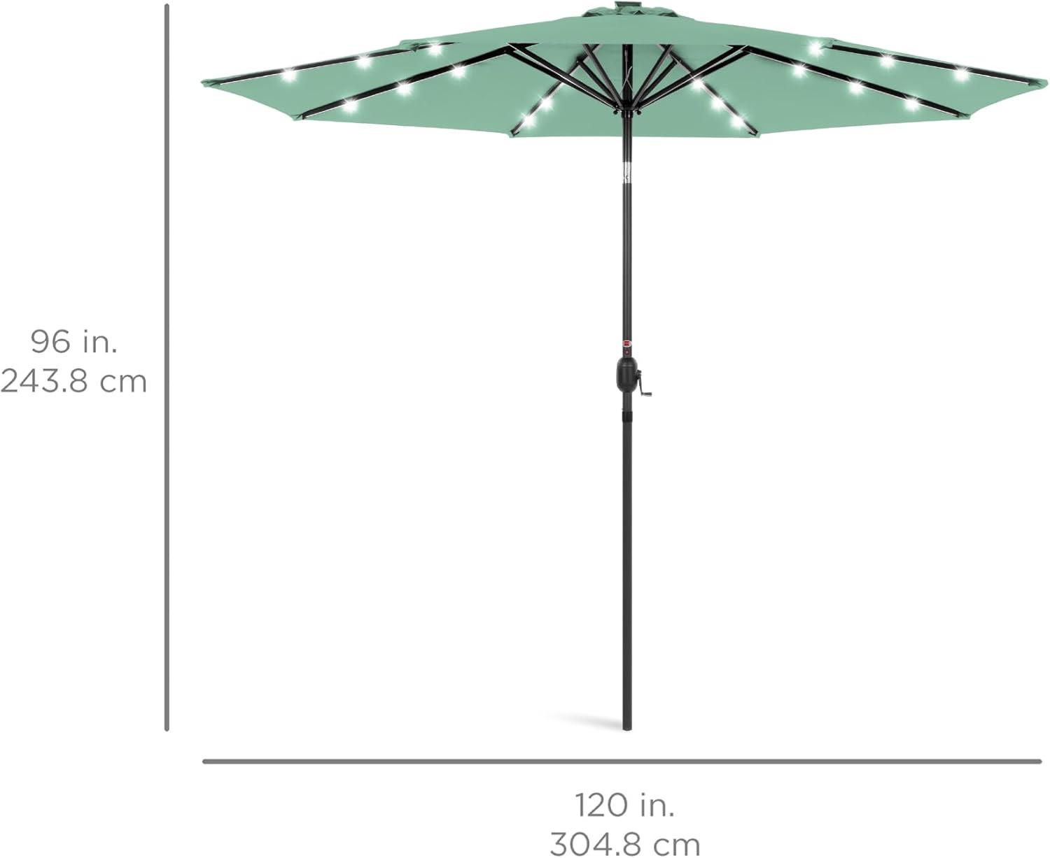 Best Choice Products 10ft Solar LED Lighted Patio Umbrella w/ Tilt Adjustment, UV-Resistant Fabric - Seaglass