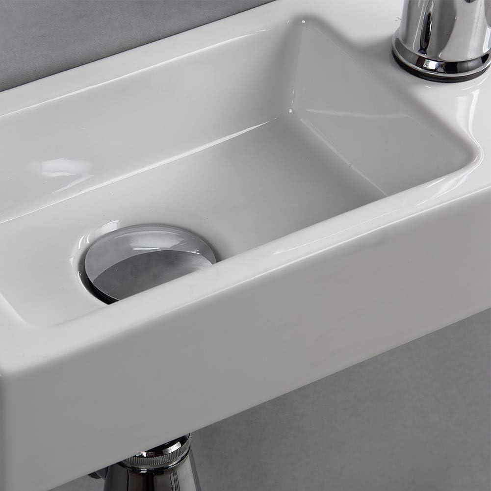 BTERAZ 7.3'' White Ceramic Rectangular Bathroom Sink