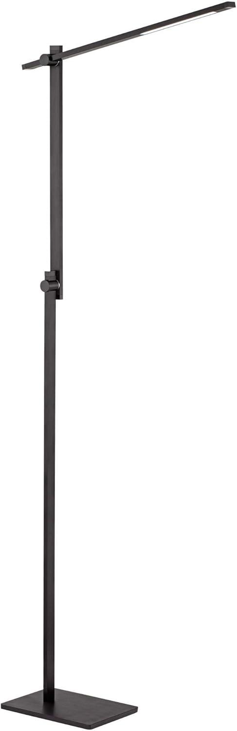 Possini Euro Design Barrett Modern Floor Lamp 53" Tall Anodized Black Metal LED Adjustable Touch On Off for Living Room Reading Bedroom Office House