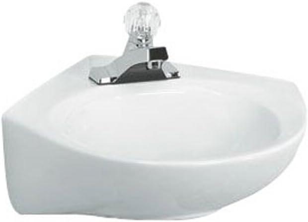 White Vitreous China Wall-Mount Bathroom Sink with Overflow