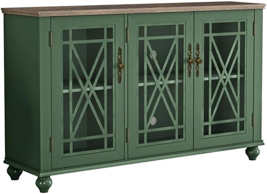 LIVILAND 55" Vintage Style Wood Kitchen Accent Buffet Sideboard Cabinet - Green