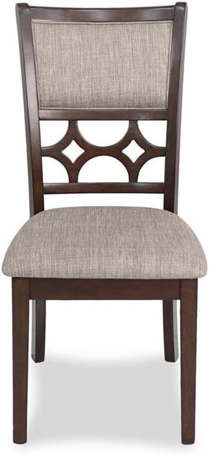 Cherry Brown Round Wood Dining Set with 4 Chairs