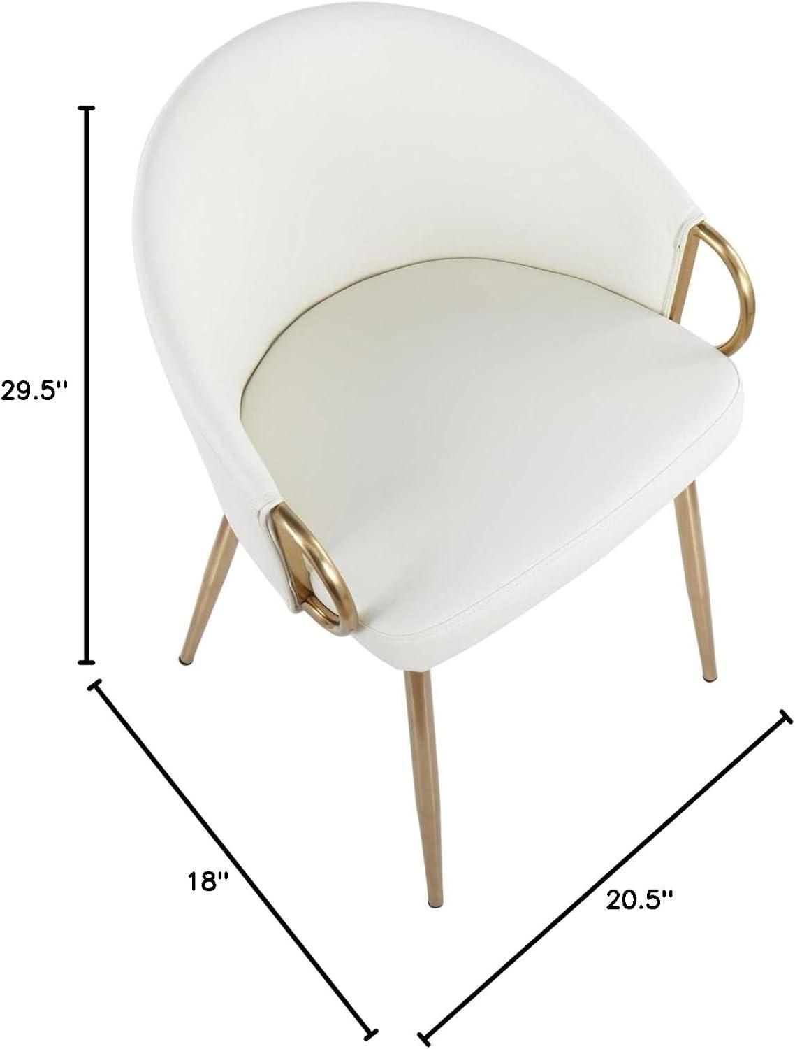 LumiSource Gold Metal, White PU Claire Chair