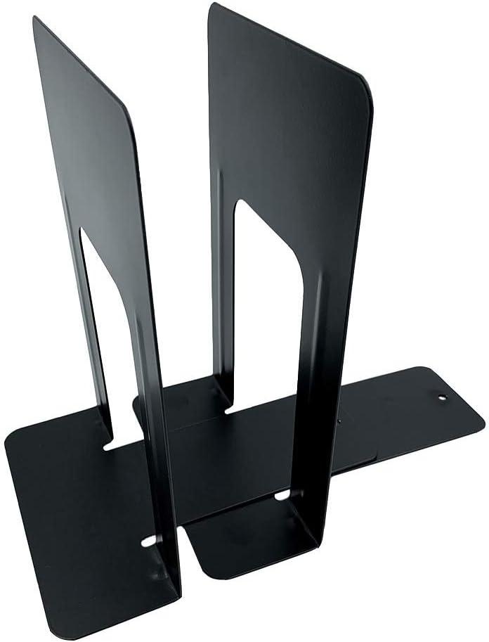 Huron Black Steel Non-Skid Bookends Pair