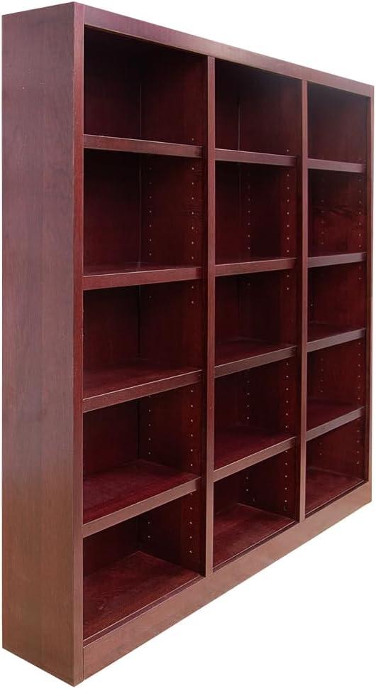 Winston Porter Flannagan Triple Wide Wood Bookcase, 15 Bookshelf, 72 inch Tall Storage and Display Bookshelf for Home Office and Living Room