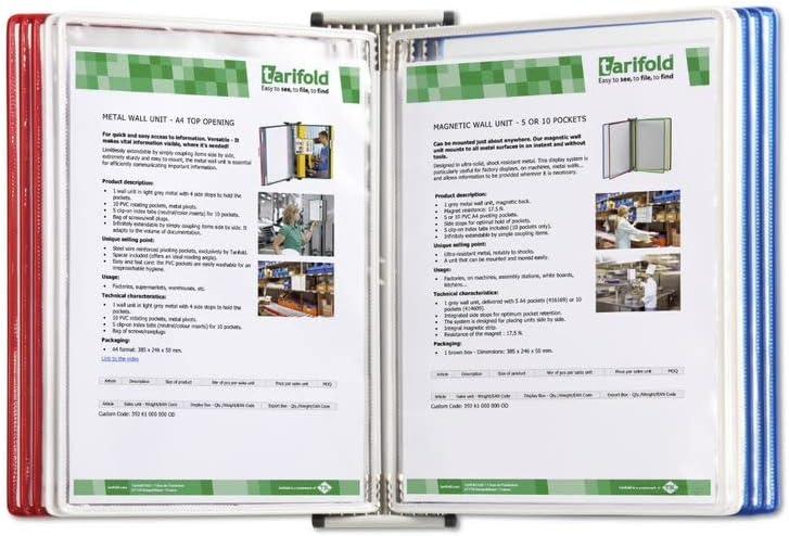 Tarifold W291USA Wall Mounted Reference System with 10 Display Pockets - Blue, Red & White