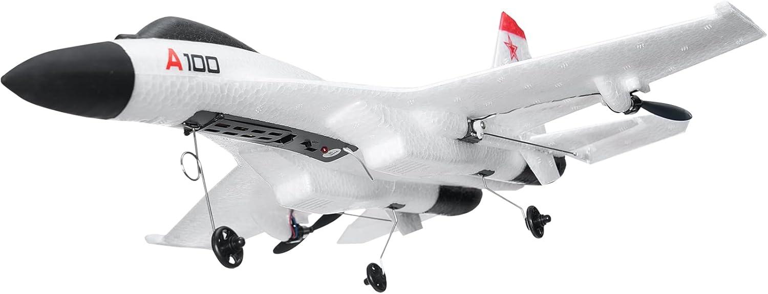 VEVOR White and Red EPP Foam RC Fighter Plane with Gyroscope