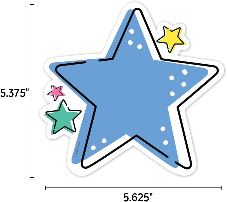 Colorful 6" Designer Star Cut-Outs for Classroom Decor